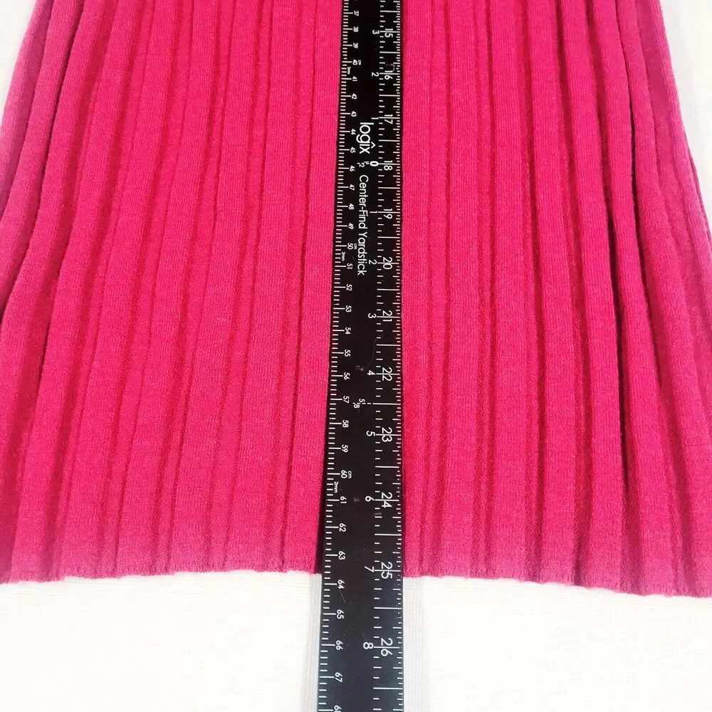 J Crew‎ Ribbed Bodycon Turtleneck Top Stretch wool Knit Fuchsia Layering OS Y2K